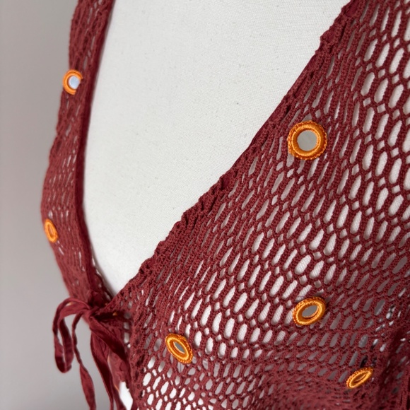 Zara beach boho net mirror cover up front tie top - Picture 7 of 10